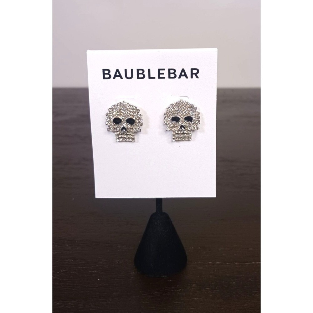 BaubleBar Skull Crystal Fringe Earrings New Halloween Goth Whimsigoth